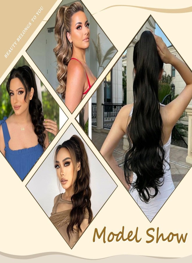 MAYSA Claw Clip Ponytail Extension 20" Clip in Wavy Ponytail Hair Extensions Long Synthetic Fake Ponytail for Women Extensions #1B Natural Black - Image 4